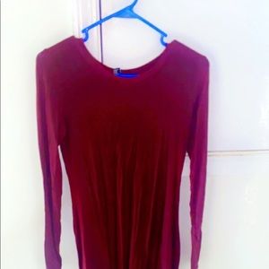 Long sleeve burgundy tight fitted t-shirt dress❤️